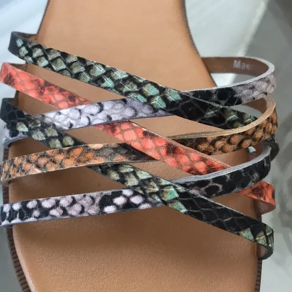 Madewell The Tracie Crisscross Slide Sandal in Snake Embossed Leather