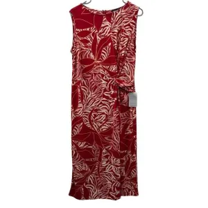 Maggy London Red, White &amp; Pink Tropical Floral Sleeveless Maxi Dress Sz 16‎ NEW