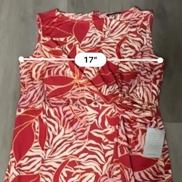 Maggy London Red, White &amp; Pink Tropical Floral Sleeveless Maxi Dress Sz 16‎ NEW