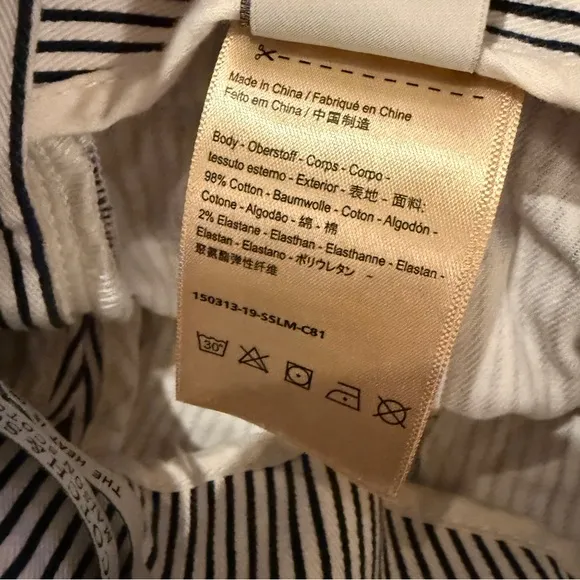 Maison‎ Scotch &amp; Soda Black &amp; White Striped High Rise Tie Front Shorts Sz 24