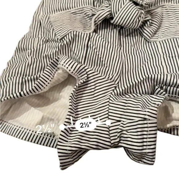 Maison‎ Scotch &amp; Soda Black &amp; White Striped High Rise Tie Front Shorts Sz 24