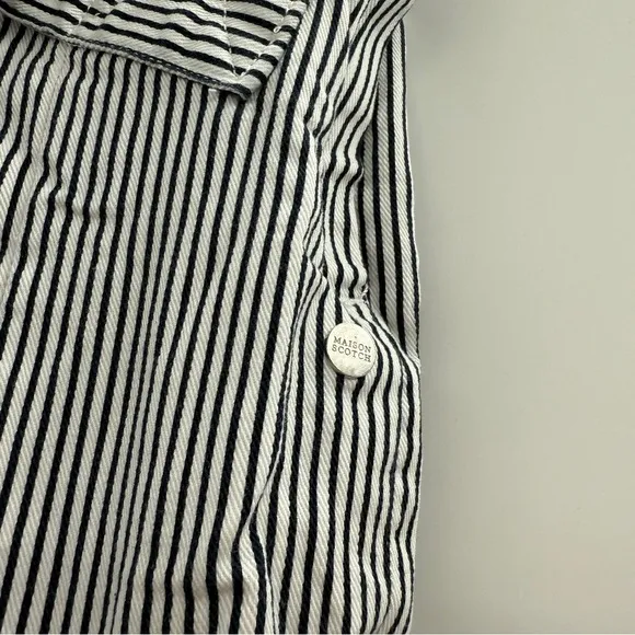 Maison‎ Scotch &amp; Soda Black &amp; White Striped High Rise Tie Front Shorts Sz 24