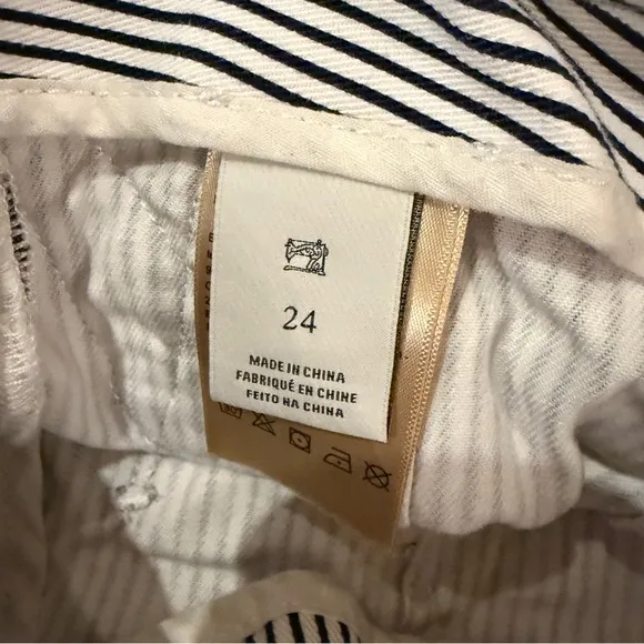 Maison‎ Scotch &amp; Soda Black &amp; White Striped High Rise Tie Front Shorts Sz 24