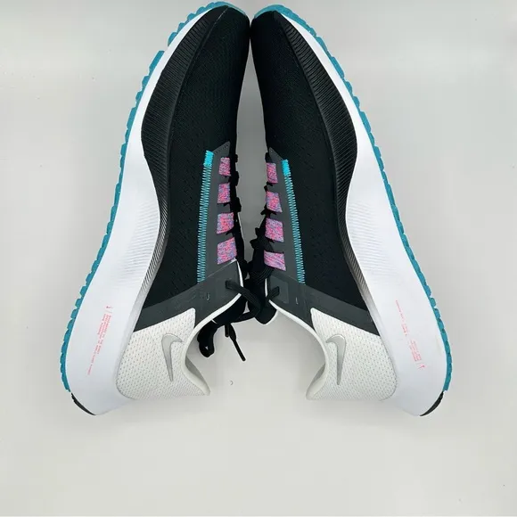Men Nike Pegasus 38 Road Running Shoes Black/White/Blue/Silver CW7356-003 Sz 12