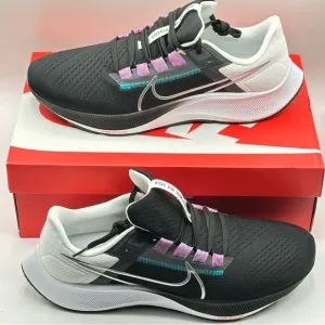 Men Nike Pegasus 38 Road Running Shoes Black/White/Blue/Silver CW7356-003 Sz 12