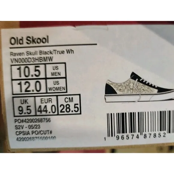 Men Sz 10.5 VANS Old Skool Raven Skull Sneaker Shoes Black Suede Skateboarding