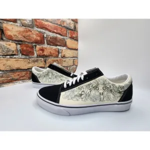 Men Sz 10.5 VANS Old Skool Raven Skull Sneaker Shoes Black Suede Skateboarding