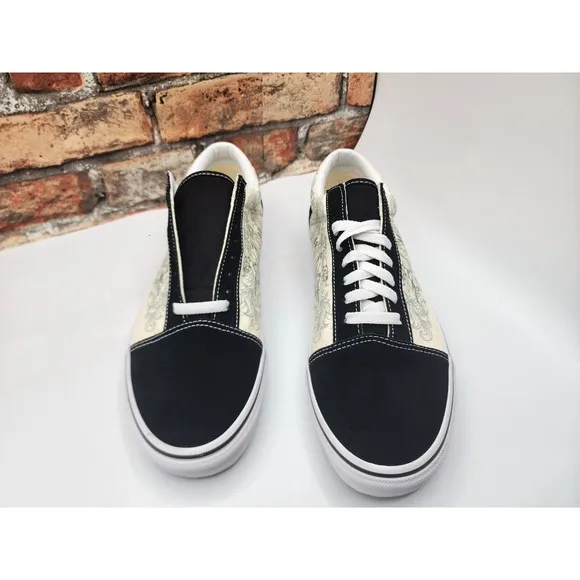 Men Sz 10.5 VANS Old Skool Raven Skull Sneaker Shoes Black Suede Skateboarding