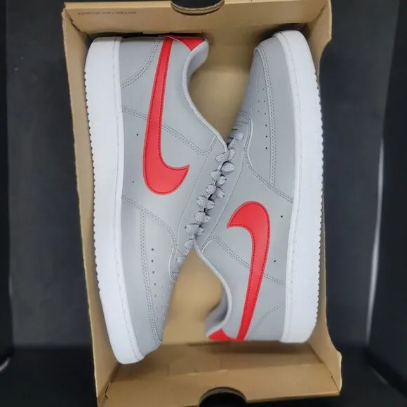 🤩Mens Casual Shoes Nike Court Vision Lo Next Nature 10 Wolf Grey Red DH2987-004