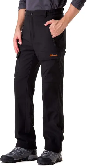Men'S Insulated Pants Fleece Lined Snow Pants Softshell Water and Wind-Resistant