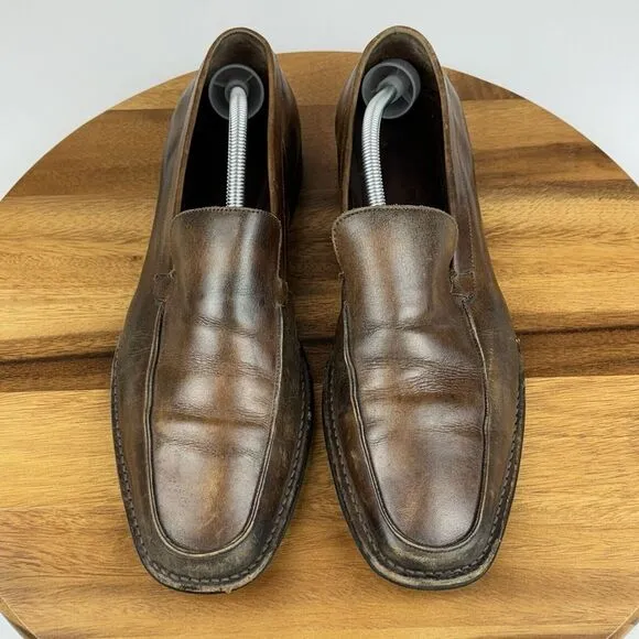 Mens Johnston &amp; Murphy Brown Leather Plain Toe Comfort Loafers Shoes Size 11 M‎