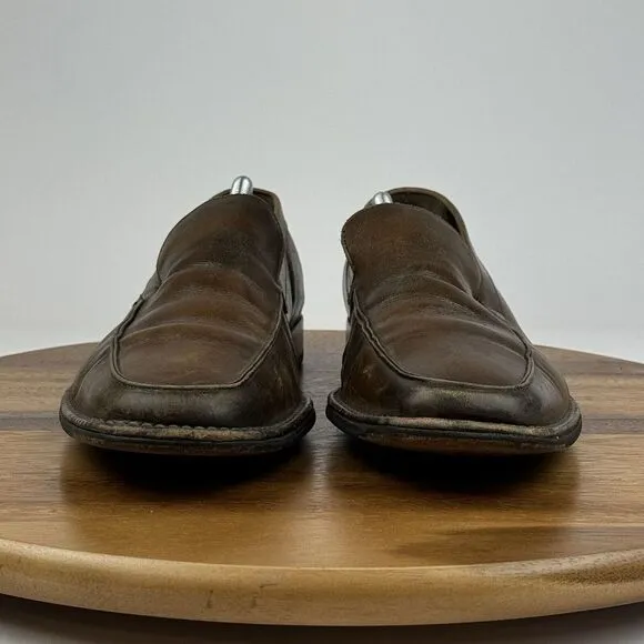 Mens Johnston &amp; Murphy Brown Leather Plain Toe Comfort Loafers Shoes Size 11 M‎