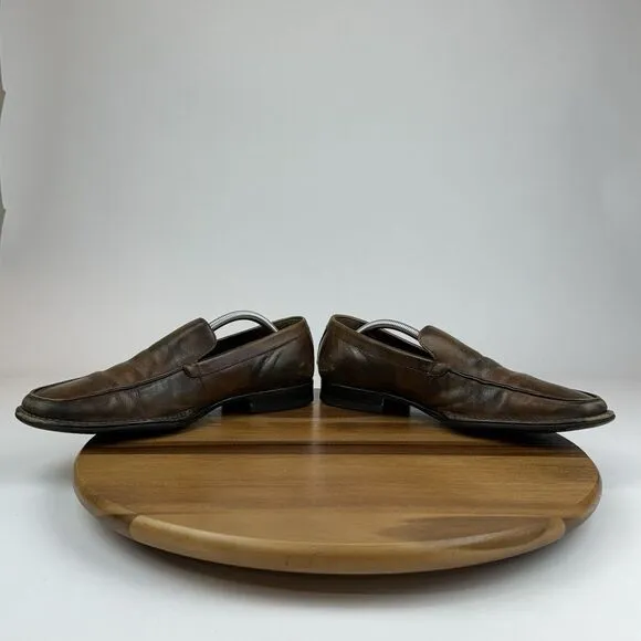 Mens Johnston &amp; Murphy Brown Leather Plain Toe Comfort Loafers Shoes Size 11 M‎