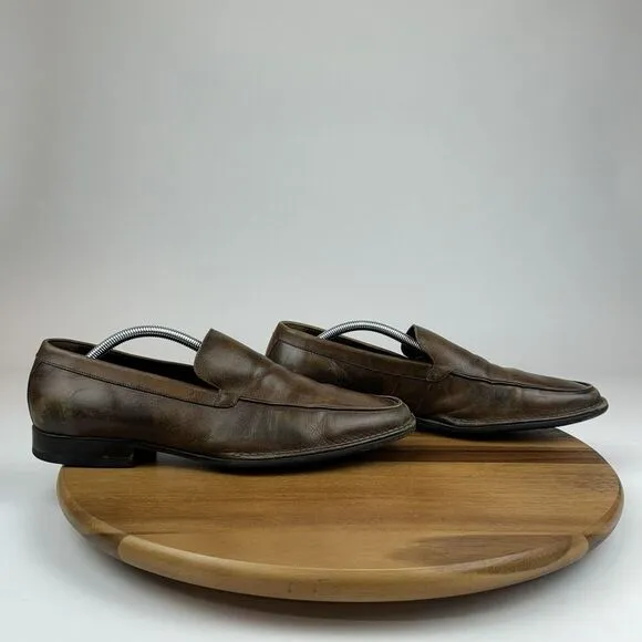 Mens Johnston &amp; Murphy Brown Leather Plain Toe Comfort Loafers Shoes Size 11 M‎