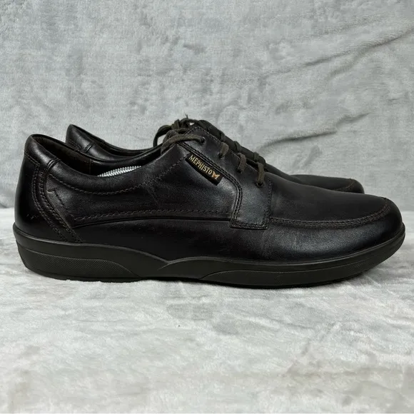 Mephisto Match Mens 13 US Walking Shoes Runoff Air Jet Leather Dark Brown
