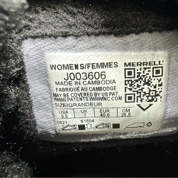Merrell Approach Sport Mid Polar Waterproof Boots Black Gray Outdoor Women's 9.5