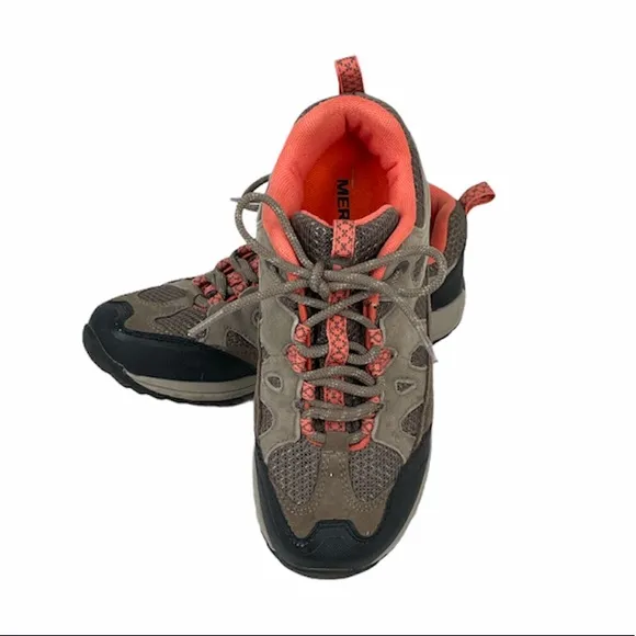 Merrell Athletic Shoes, Gray, Orange, 7