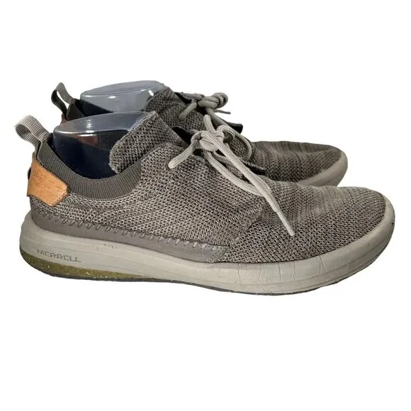 Merrell Gridway Moccasin Shoes Boulder Knit Vibram Sole Tan Brown Mens Size 8