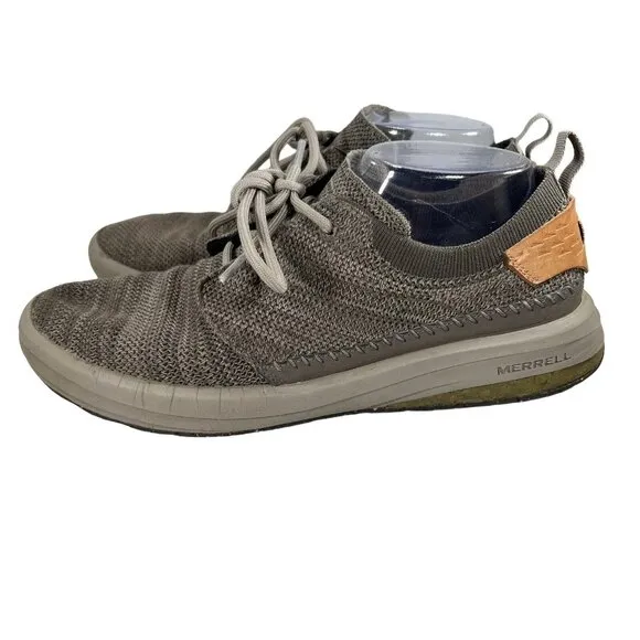 Merrell Gridway Moccasin Shoes Boulder Knit Vibram Sole Tan Brown Mens Size 8