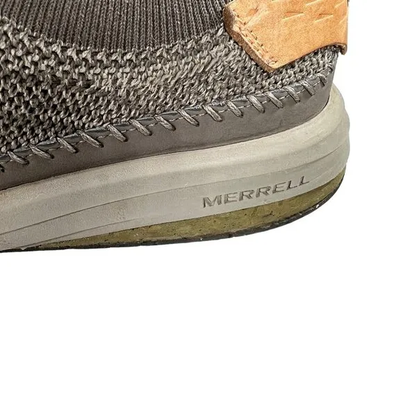 Merrell Gridway Moccasin Shoes Boulder Knit Vibram Sole Tan Brown Mens Size 8