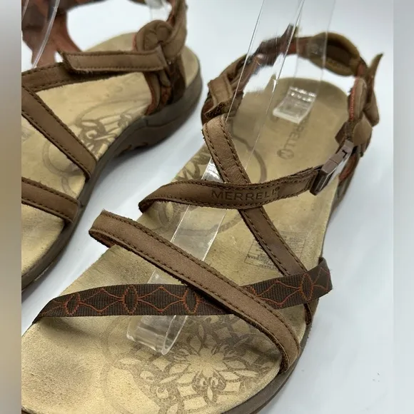 Merrell Jacardia Women's Brown Leather Sandals Size 10