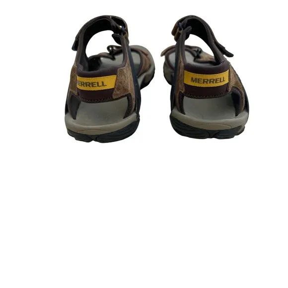 Merrell Men’s Suede Leather Outdoor Sandals Size 14 Adjustable Straps Vibram Sol