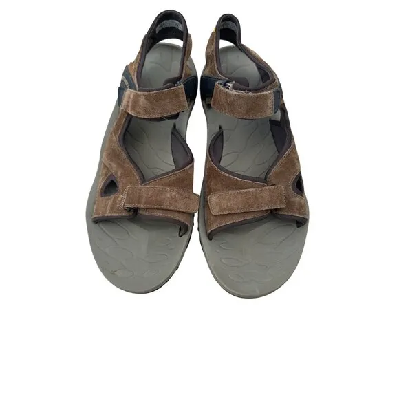 Merrell Men’s Suede Leather Outdoor Sandals Size 14 Adjustable Straps Vibram Sol