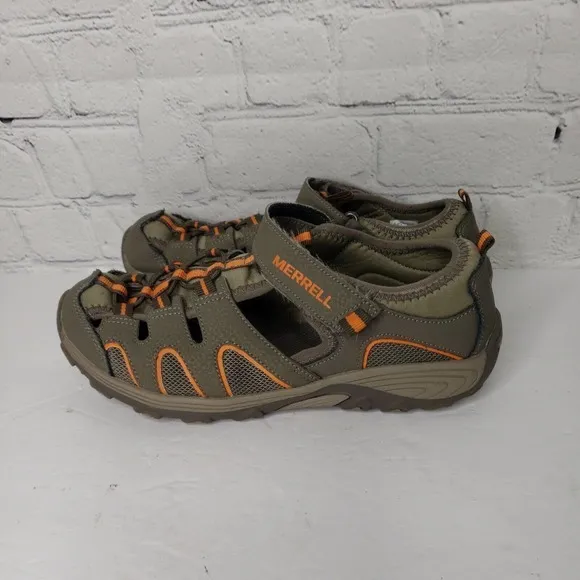 Merrell ML Hydro H20 Boys Size‎ 5M Gray Orange Hiker Outdoor Sandals