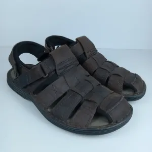 Merrell Sandals Mens 9 Brown Leather Outdoor Hiking Hook &amp; Loop Strap Fisherman