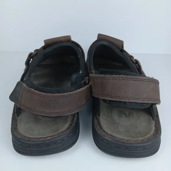 Merrell Sandals Mens 9 Brown Leather Outdoor Hiking Hook &amp; Loop Strap Fisherman
