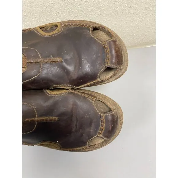 Merrell Vibram Brown Leather Sandals Men 13 Fisherman Classic vacation Outdoor