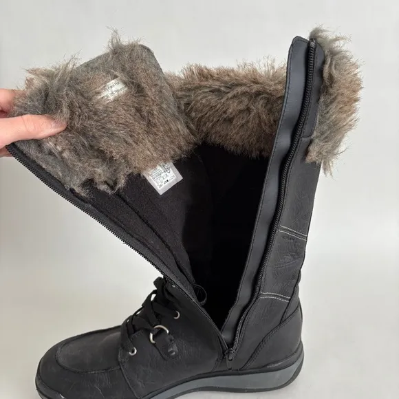 Merrell Women black leather Snowcreek Tall Polar Waterproof Boots size 10.5