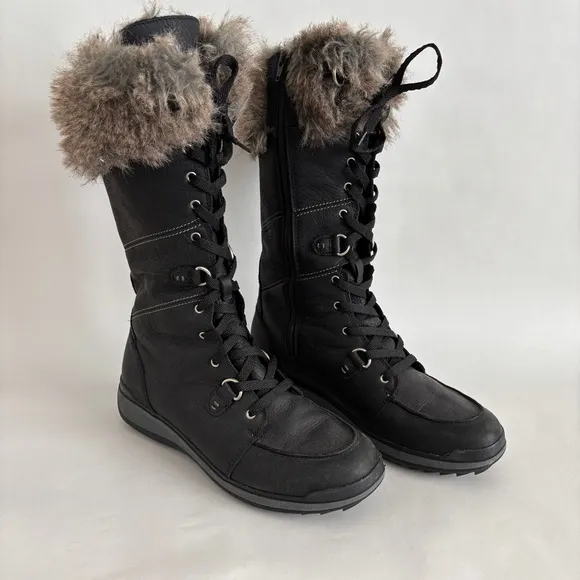 Merrell Women black leather Snowcreek Tall Polar Waterproof Boots size 10.5