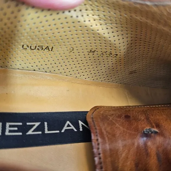 Mezlan Dubai Brown Woven Wingtip Shoes Mens 9M All Leather Oxford Made in Spain