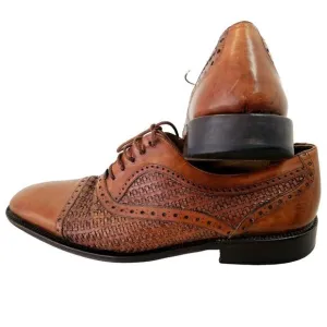 Mezlan Dubai Brown Woven Wingtip Shoes Mens 9M All Leather Oxford Made in Spain