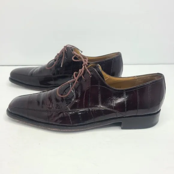 Mezlan Exotic Eel Skin Men's Dinan Oxford‎ Lace Up Shoes Brown Sz 9M