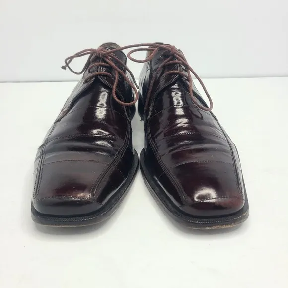 Mezlan Exotic Eel Skin Men's Dinan Oxford‎ Lace Up Shoes Brown Sz 9M