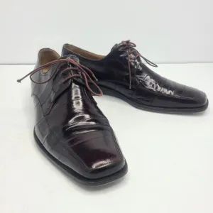 Mezlan Exotic Eel Skin Men's Dinan Oxford‎ Lace Up Shoes Brown Sz 9M