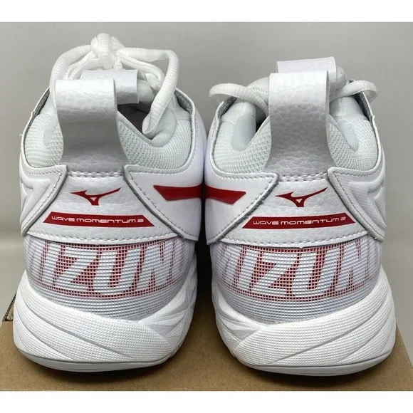 Mizuno Women's Wave Momentum 2 Volleyball Shoes White/Red Size 10 NEW