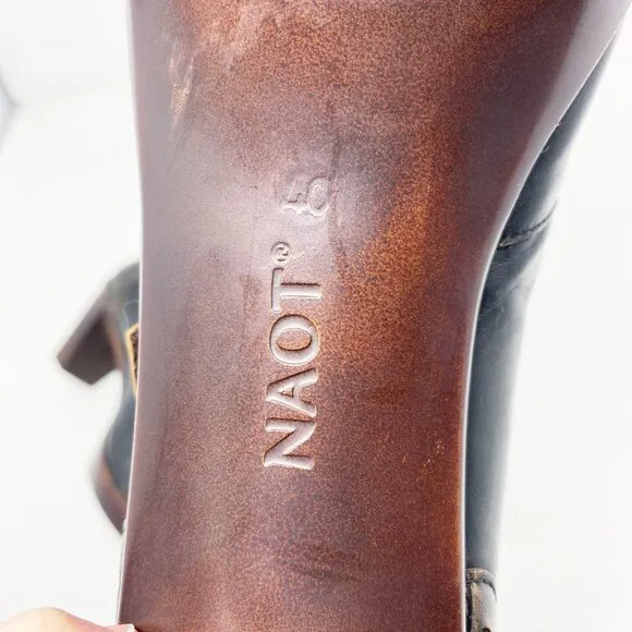 NAOT Brown Burnished Leather Mary Jane Heels Women's Size EU 40 Comfort Shoes