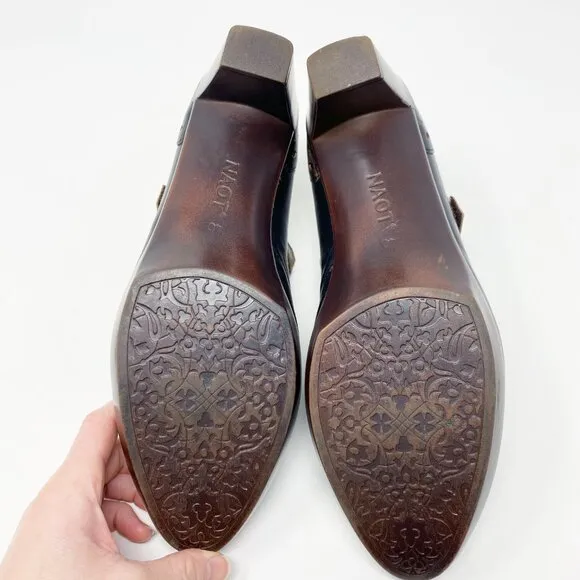 NAOT Brown Burnished Leather Mary Jane Heels Women's Size EU 40 Comfort Shoes