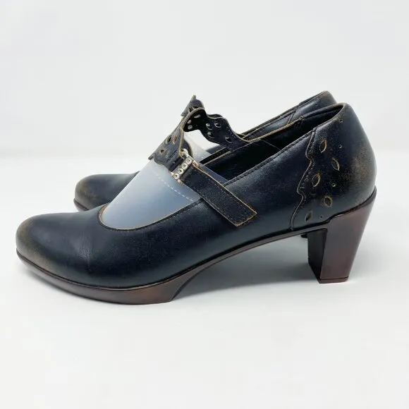 NAOT Brown Burnished Leather Mary Jane Heels Women's Size EU 40 Comfort Shoes