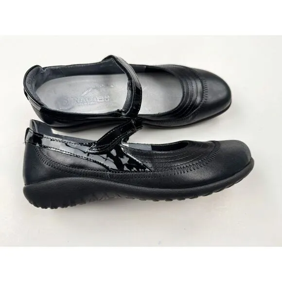 NAOT Kirei Mary Jane Flats Women 40 US 9 EUC Comfort Leather Walking Shoes Black