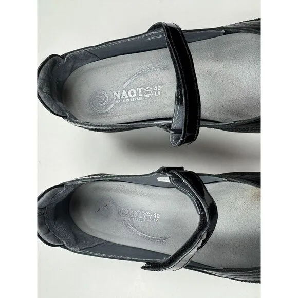 NAOT Kirei Mary Jane Flats Women 40 US 9 EUC Comfort Leather Walking Shoes Black