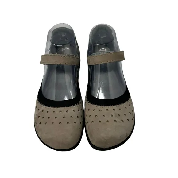 Naot Matua Leather Mary Jane Comfort Flat Shoes Silver Stone Size 37