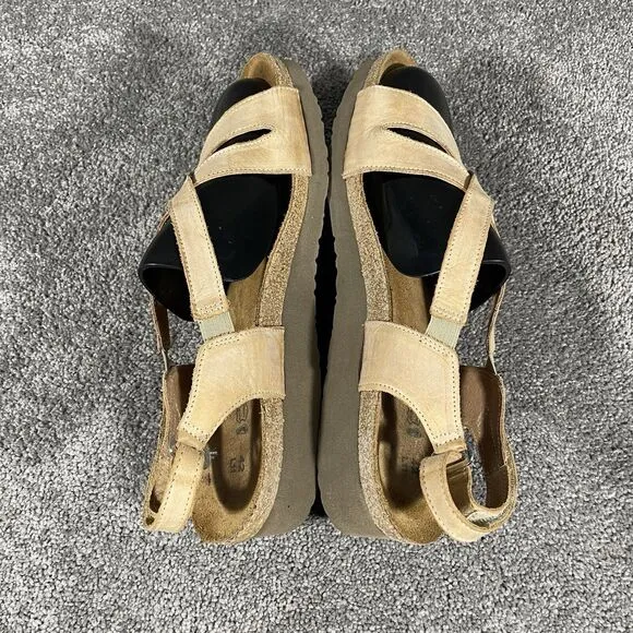 NAOT Sandals Womens 11 Bernice Brown Leather Wedge Strappy Shoes Casual