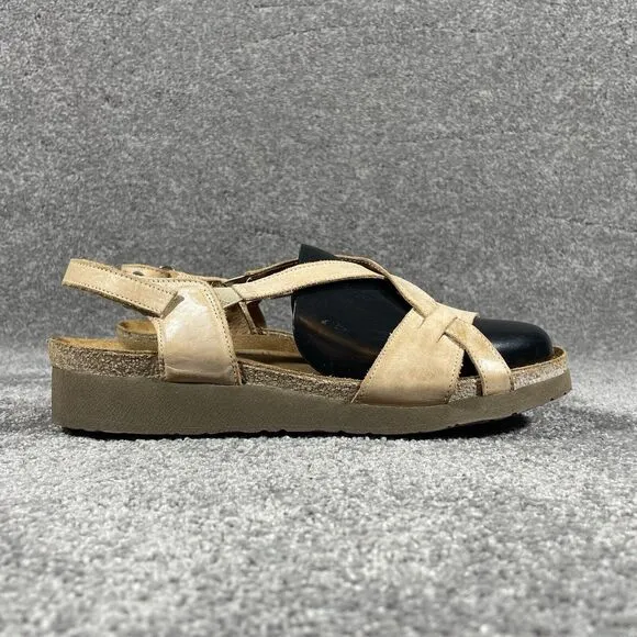 NAOT Sandals Womens 11 Bernice Brown Leather Wedge Strappy Shoes Casual