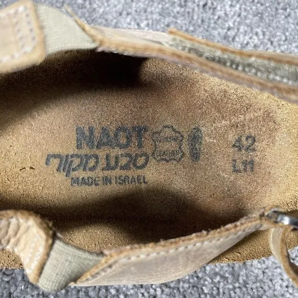 NAOT Sandals Womens 11 Bernice Brown Leather Wedge Strappy Shoes Casual