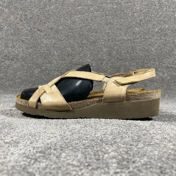 NAOT Sandals Womens 11 Bernice Brown Leather Wedge Strappy Shoes Casual