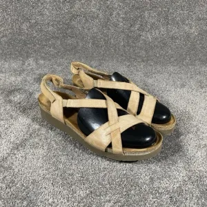 NAOT Sandals Womens 11 Bernice Brown Leather Wedge Strappy Shoes Casual